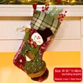 Classic 48cm Christmas stocking with snowman motif and red-green plaid cuff - Snowman Style (075-B)