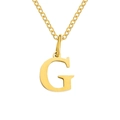Minimalist gold necklace featuring a polished uppercase G letter pendant and fine link chain - Letter G / Gold