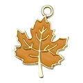 Bruine emaille esdoornblad hanger met gouden randen voor Thanksgiving DIY sieraden - 1st Geel Thanksgiving Esdoornblad 22x16mm