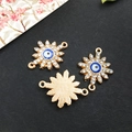 Golden evil eye starfish connector charms with blue and white resin details for bracelets - KC Gold Sun Evil Eye Connector