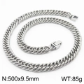 Silver cuban link curb chain necklace 500x9.5mm for hip hop street style fashion - 9.5mm*500mm / Silver