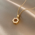 Gold heart-shaped pendant with white cubic zirconia on an O-chain with S925 engraving - Titanium Steel Gold Style (X560)