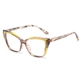 Cat-eye tortoiseshell glasses frame with yellow block splicing and clear lenses - Striped Pink Frame Anti Blue Light C5