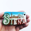 Detailed view of a hand-painted 3D resin Siena Italy souvenir magnet with 3D relief - Siena Letters