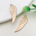 Detailed vintage KC gold wing pendants with feather textures for DIY jewelry making - 1 Piece/Pack (8x30mm)