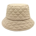 Detailed view of beige quilted bucket hat featuring classic diamond stitch pattern - M (56-58cm) / Khaki