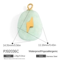 Light green natural stone pendant with gold lightning bolt and stainless steel bail - PJ92036C-Green Stone Lightning