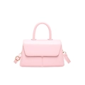Pink PU leather small square handbag with golden hardware and adjustable strap for women - Pink