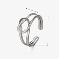 Anillo abierto ajustable de acero inoxidable plateado con diseño de doble línea torcida - Anillo de Medalla Corazón Color Acero