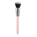 Pink round head powder brush with soft gradient bristles and silver metal ferrule - Pink Silver Round