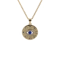 Collar con colgante de ojo turco dorado con circonitas de colores y fina cadena de eslabones - 039 Piedra de Color Mal de Ojo + Cadena O