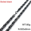 Collier homme vintage en acier inoxydable noir bouilli, chaîne torsadée, fermoir, 600x8mm - Collier 60cm