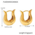 Orecchini a U minimalisti placcati in oro 18K in acciaio, altezza 1,8 cm - Oro