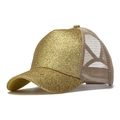 Golden sequin ponytail baseball cap with breathable mesh back for summer sports - One Size(Adjustable) / Gold