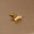 Marquise cut zircon screw-back stud earring with gold plating on warm metal background - Four Marquise Bar / Gold