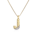 Two-tone plated letter J pendant necklace with sparkling cubic zirconia on box chain - Letter J