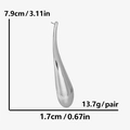 Detailed view of silver teardrop earring showing dimensions 7.9cm height and 1.7cm width - Silver
