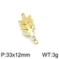 Golden branch leaf charm with rhinestones for DIY jewelry making, 33x12mm size - Gold Color Model D (KLJ4424-Z)