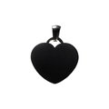Polished black heart pendant in stainless steel with a silver metallic bail - Black