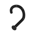 L-shaped black metal nostril piercing ring with smooth polished finish and flat base - Black 1x6x2mm