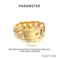 Especificaciones detalladas de pulsera cubana de acero inoxidable dorado de 24mm - Dorado