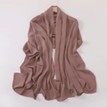 Detail of soft lotus pink scarf with elegant drape and smooth chiffon-like texture - Grey Coffee