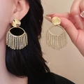 Boucles d'oreilles dorées élégantes avec de longs glands en strass argentés - 98# Tige en Argent - Boucles d'Oreilles à Gland Long en Cascade de Zircon Doré