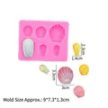 Pink silicone shell mold for fondant and candy making with six textured cavities - 3# Pink (Shell)