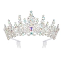 Silver bridal crown with iridescent rhinestones and hair combs for wedding party - Hair Comb Style Silver AB Rhinestone