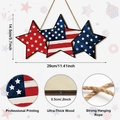 Rustic US flag wooden star hanging sign with twine, 29x14.5cm Independence Day decor - Connected Stars Pendant (Y24Y50887_Q)