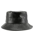 Sombrero bucket de cuero sintético negro con textura fina y ala con costuras reforzadas - Negro