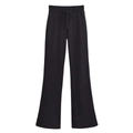 Detail of high waisted black flare trousers with adjustable drawstring and soft fabric - S / Black Pants