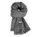 Sciarpa classica pied-de-poule bianca e nera con nappe e dettaglio in lana - Stile Pied de Poule Con Nappine / Nero (Mulino)