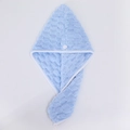 Light blue thickened cloud grid hair drying cap with microfiber coral fleece texture - 25x65cm Hair Drying Cap / Blue