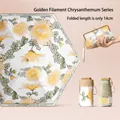 Compact yellow wild chrysanthemum umbrella with a matching 14cm portable carry bag - 14CM 5-Fold with Clutch / Golden Chrysanthemum