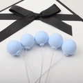 Five light blue matte balloon cake toppers with flexible wire stems for party decoration - Single Piece / Light Blue Single Ball