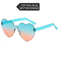 Frameless heart sunglasses featuring a lake blue to orange vertical gradient lens - Gradient Lake Blue Orange