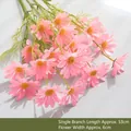 Single pink artificial daisy branch 53cm long with 6cm flowers for home decor - 5-Head Pink Single Branch