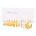 12-piece gold hoop earring set featuring polished, twisted, and intertwined designs - Kc Gold 4300