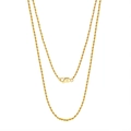 Elegant gold plated S925 sterling silver rope chain necklace with Italy hallmark - 1.2MMx45CM / 14K Gold