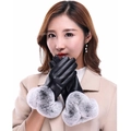 Winter thermal leather gloves for women with faux fur trim and touch screen support - Women's Fur Cuff Style