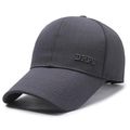 Dunkelgraue Outdoor-Mesh-Baseballkappe mit DRPS-Stickerei und verlängertem Schirm - Verstellbar / Grau