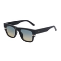 Chunky black square sunglasses featuring blue to yellow gradient lenses and metal accents - Bright Black Green Yellow