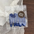 Set of 6 blue teardrop BB hair clips in matte finish, handmade for side fringe styling - 5 Pieces / Sapphire Blue