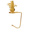 Golden snowman Christmas stocking hanger made of metal for fireplace mantel display - Snowman / Gold