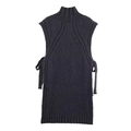 Gilet in maglia senza maniche a collo alto con lacci laterali in grigio scuro - S / Grigio