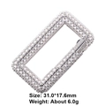 Cierre rectangular de circón plateado para joyería DIY, tamaño 31x17,6mm - Estilo 43: Cierre De Conexión De Cobre Con Circonita Microengastada