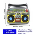 Inflatable retro radio prop made of PVC for parties, 44x40cm silver musical toy - Large Boombox