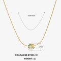 Gold stainless steel necklace with 0.7cm green zircon pendant in a six-claw setting - May