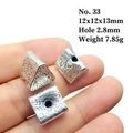 Retro triangle silver spacer beads for DIY jewelry making, 12x12x13mm size with 2.8mm hole - 33# (Hammered Texture Bead)